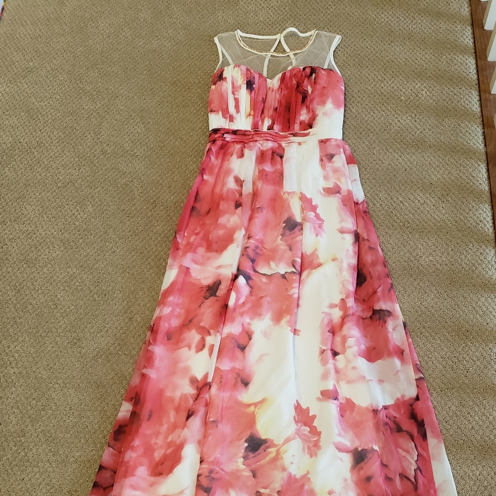 Little Mistress 6 tall Pink Floral dress maxi